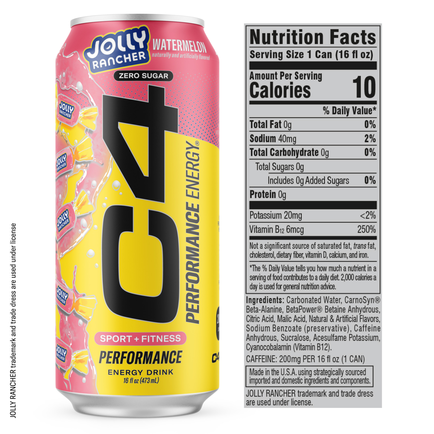 slide 4 of 4, C4 Sport Performance Jolly Watermelon Energy Drink, 16 fl oz can, 16 fl oz
