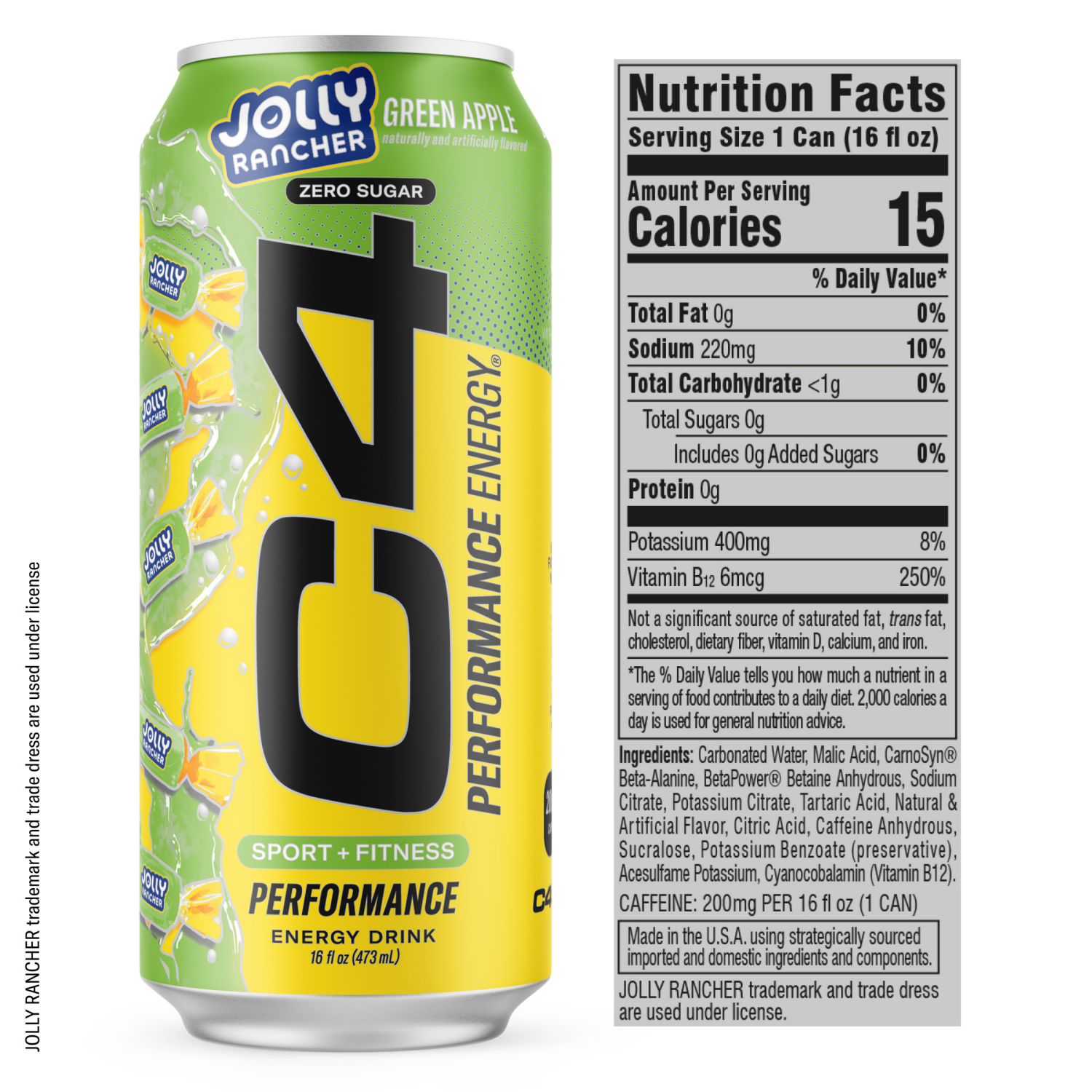 slide 5 of 5, C4 Performance Jolly Green Apple Energy Drink Can, 16 fl oz