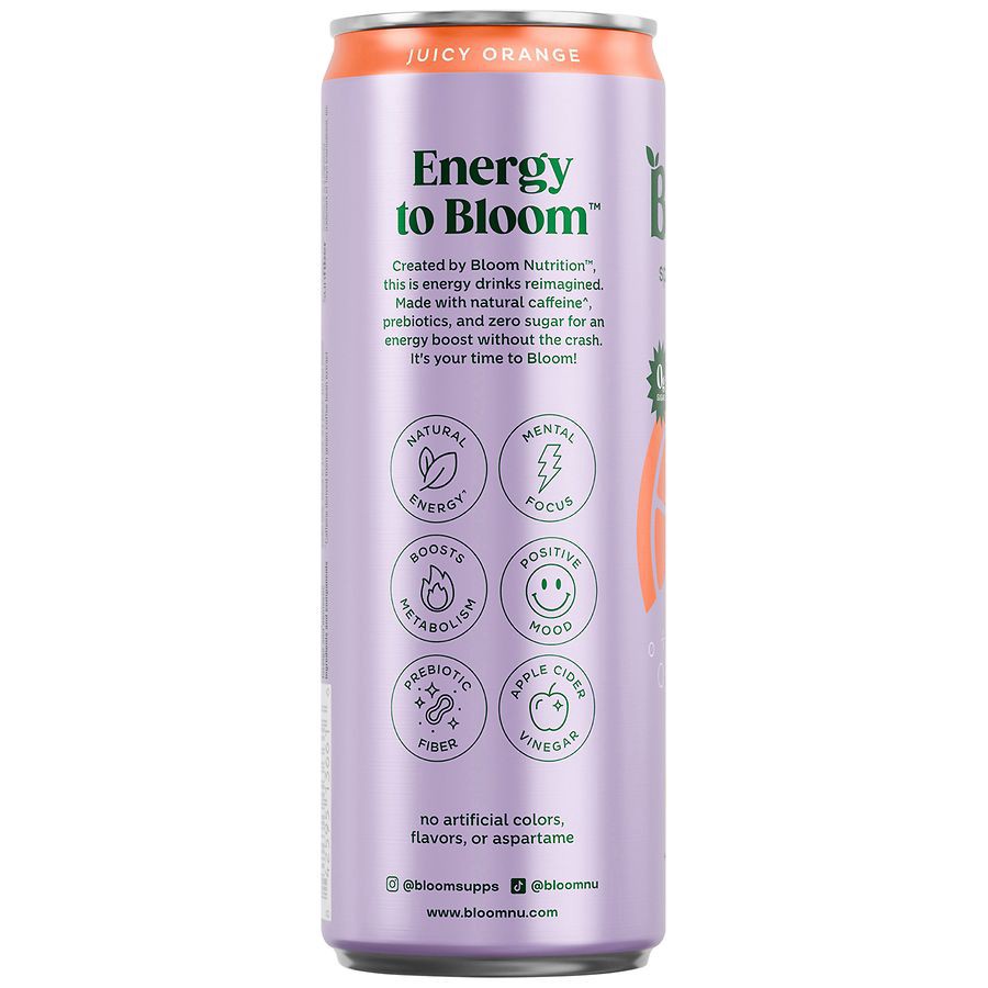 slide 5 of 5, Bloom Sparkling Energy Juicy Orange, 12 oz