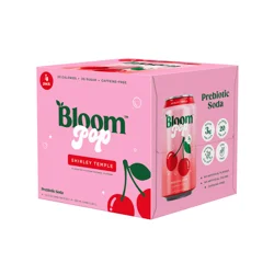 Bloom Pop Shirley Temple Prebiotic Soda, 12 Fl Oz Cans, 4 Pack