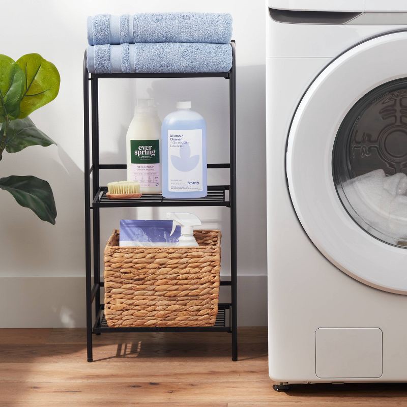 slide 2 of 3, Folding 3 Narrow Shelves Black - Brightroom™: Steel Utility Storage, Powder-Coated, Foldable, 30.5" Height, 15lb Capacity, 15 lb