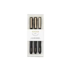 Post-it 3ct Permanent Ink Markers Fine Broad and Chisel Tip Black