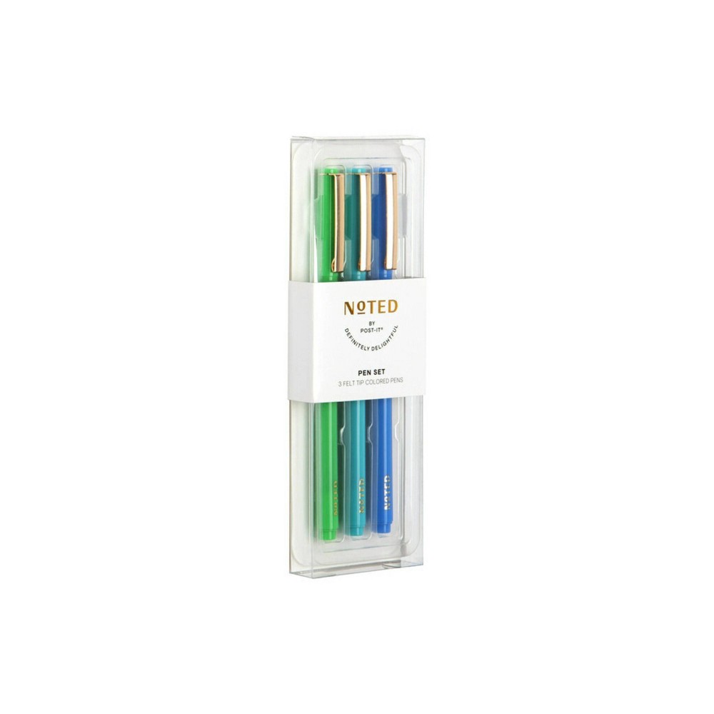 Post-it 3ct Felt Tip Pen Set Green/Teal/Blue