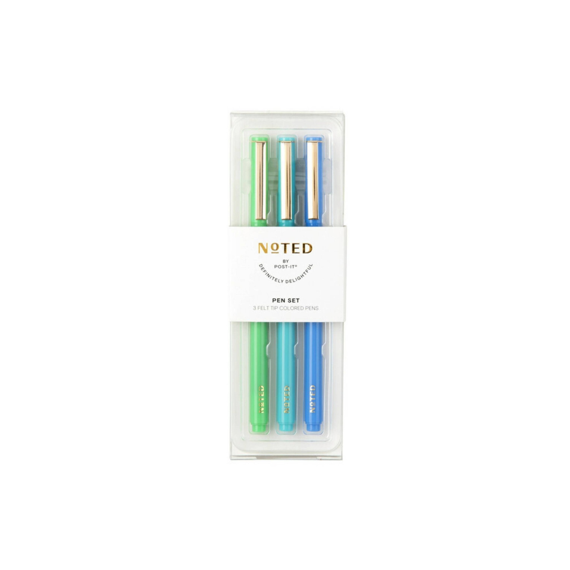 Post-it 3ct Felt Tip Pen Set Green/Teal/Blue