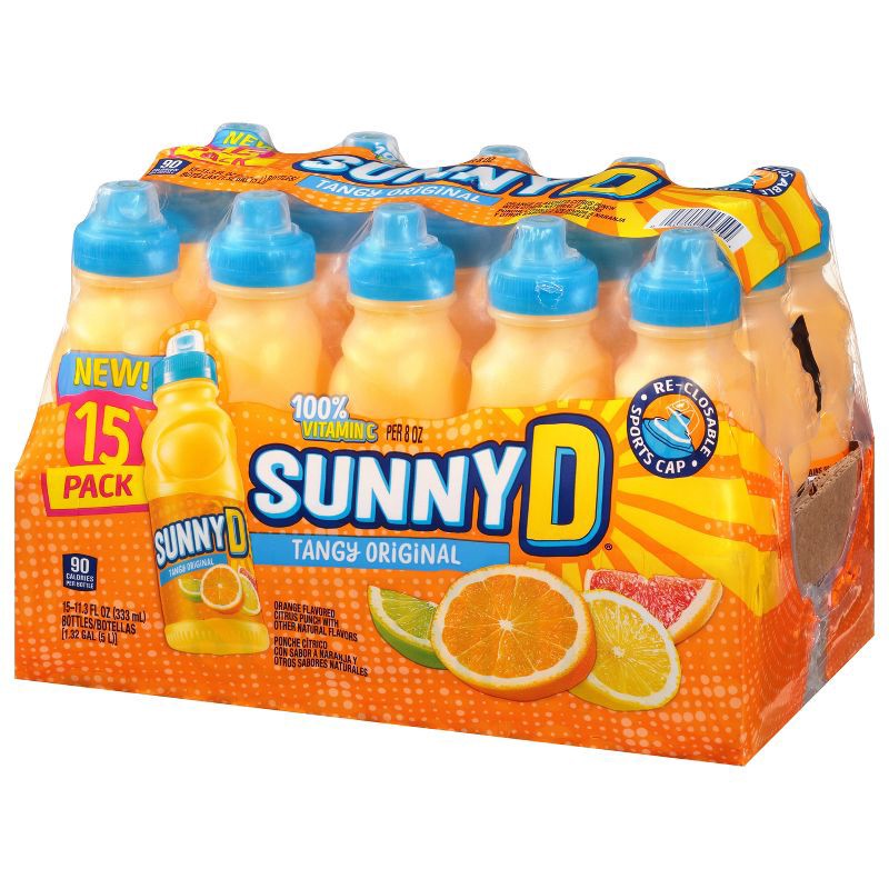 slide 3 of 6, SunnyD Tangy Orange Sport Cap - 15pk/11.3 fl oz Bottles, 15 ct, 11.3 fl oz