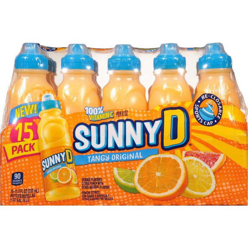 slide 4 of 6, SunnyD Tangy Orange Sport Cap - 15pk/11.3 fl oz Bottles, 15 ct, 11.3 fl oz