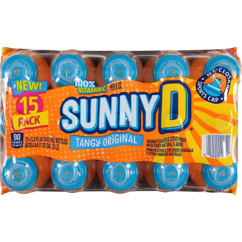 slide 5 of 6, SunnyD Tangy Orange Sport Cap - 15pk/11.3 fl oz Bottles, 15 ct, 11.3 fl oz