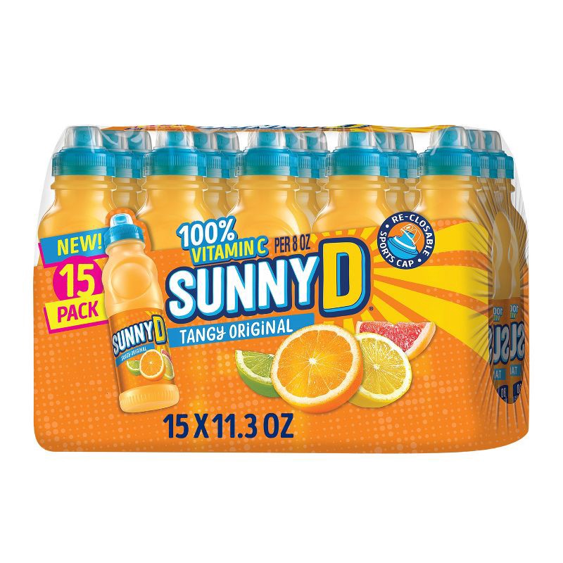 slide 1 of 6, SunnyD Tangy Orange Sport Cap - 15pk/11.3 fl oz Bottles, 15 ct, 11.3 fl oz