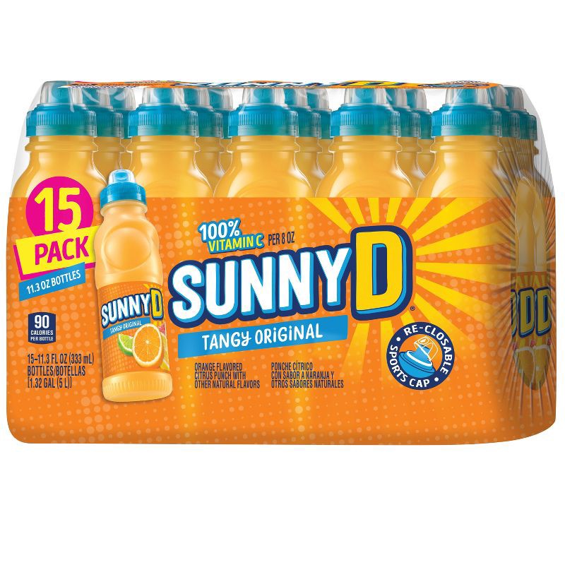 slide 1 of 6, SunnyD Tangy Orange Sport Cap - 15pk/11.3 fl oz Bottles, 15 ct, 11.3 fl oz