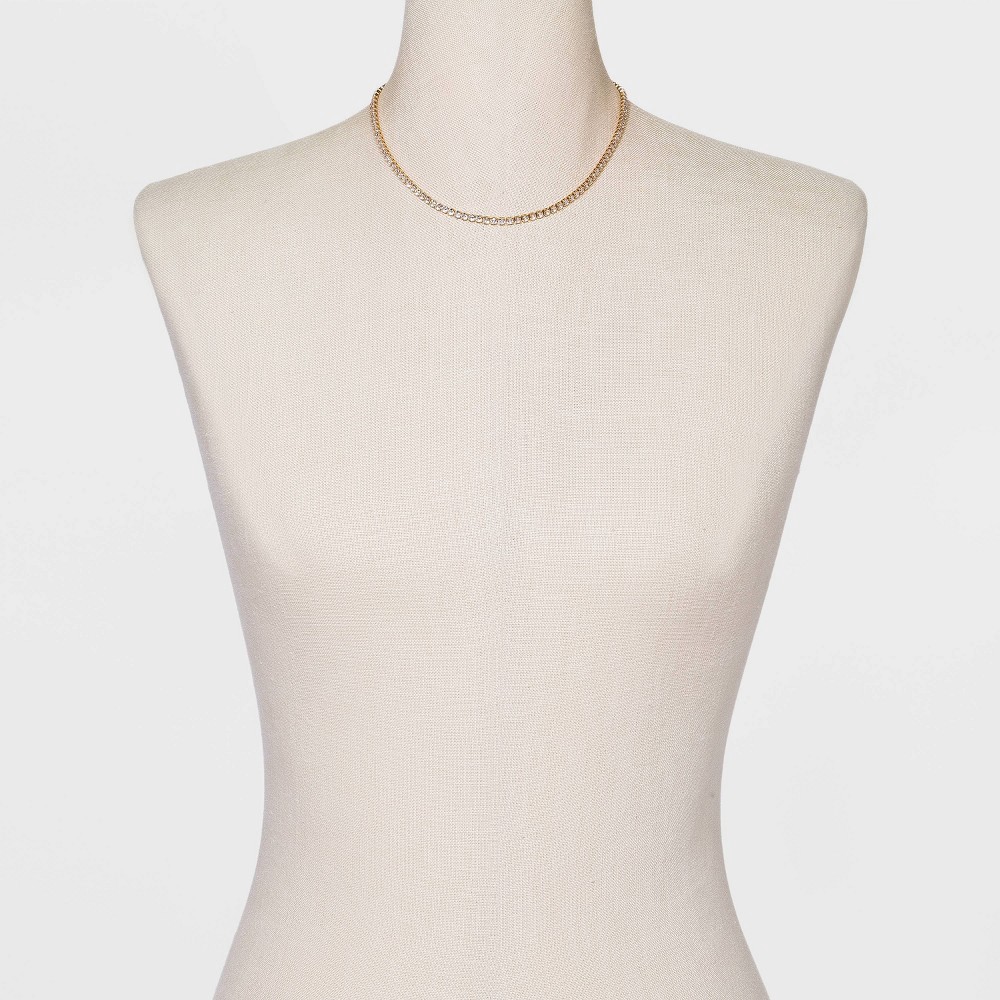 slide 2 of 3, Crystal Rhinestone Chain Necklace - A New Day Gold, 1 ct