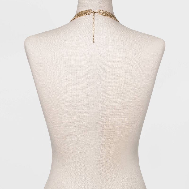 slide 3 of 3, 16" Layered Curb Chain Necklace - A New Day™ Gold: Nickel-Free Metal, Lobster Claw Clasp, 15" Length, 1 ct