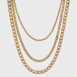 16" Layered Curb Chain Necklace - A New Day™ Gold: Nickel-Free Metal, Lobster Claw Clasp, 15" Length