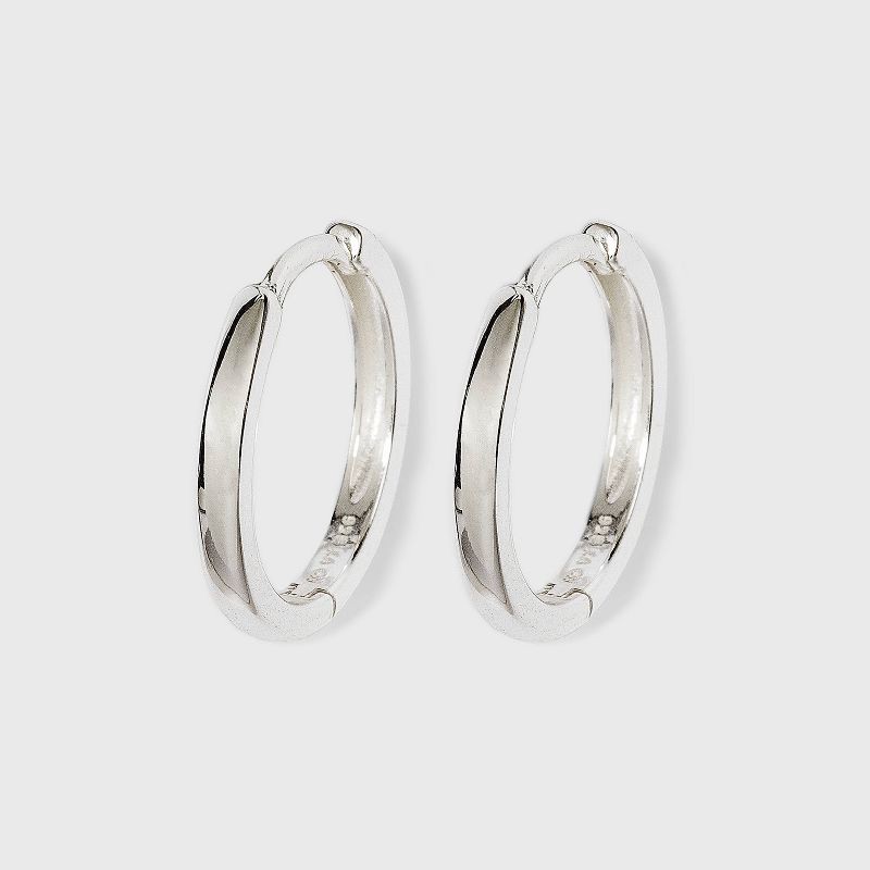 slide 1 of 3, Band Hoop Earrings - A New Day™ Silver: Sterling Silver, Nickel-Free, Drop Style, 0.68" Length, 2.5g Weight, 2.5 gram