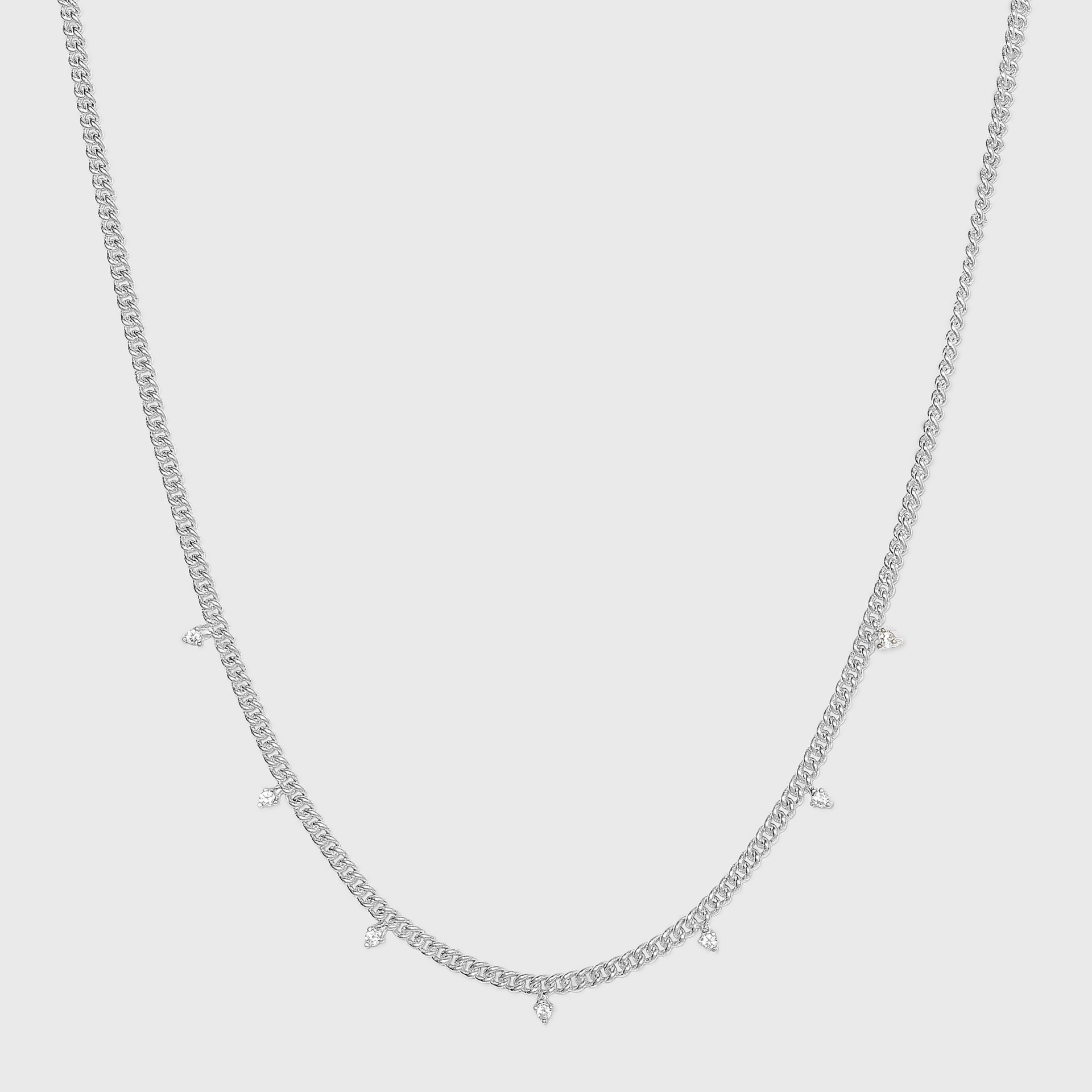 slide 1 of 3, Silver Cubic Zirconia Chain Necklace - A New Day, 1 ct