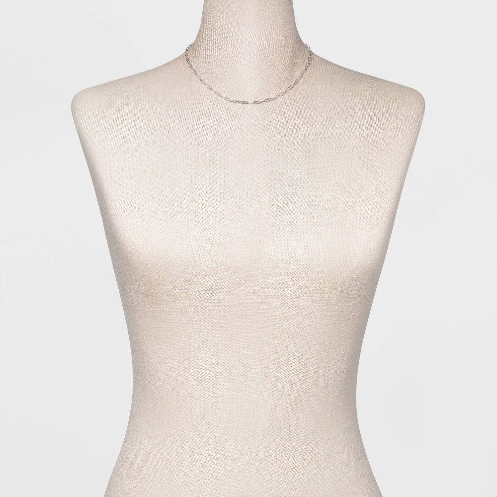 slide 2 of 3, 16" Paperclip Chain Necklace - A New Day Silver, 1 ct