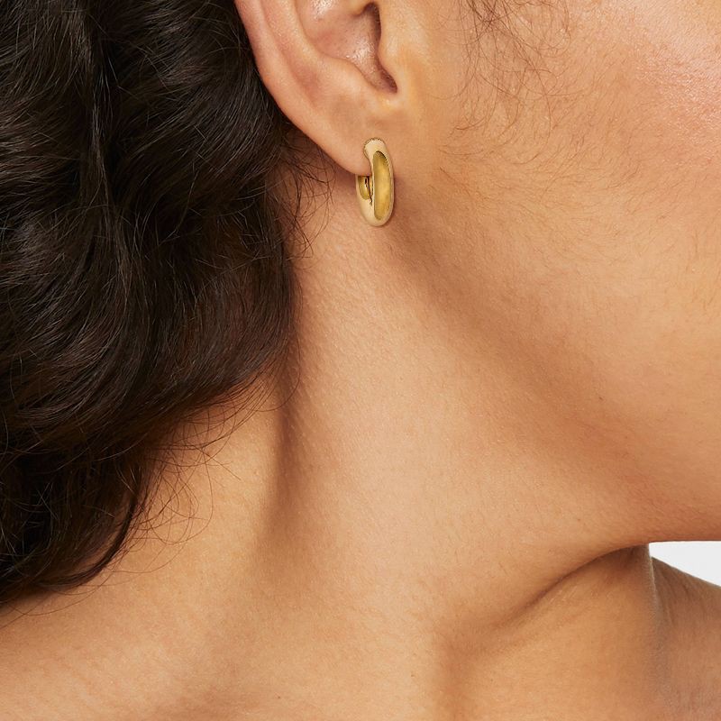 slide 2 of 13, 14K Gold Plated Tube Hoop Post Drop Earrings - A New Day™: Nickel-Free, 14K Gold Over Brass, 1 ct
