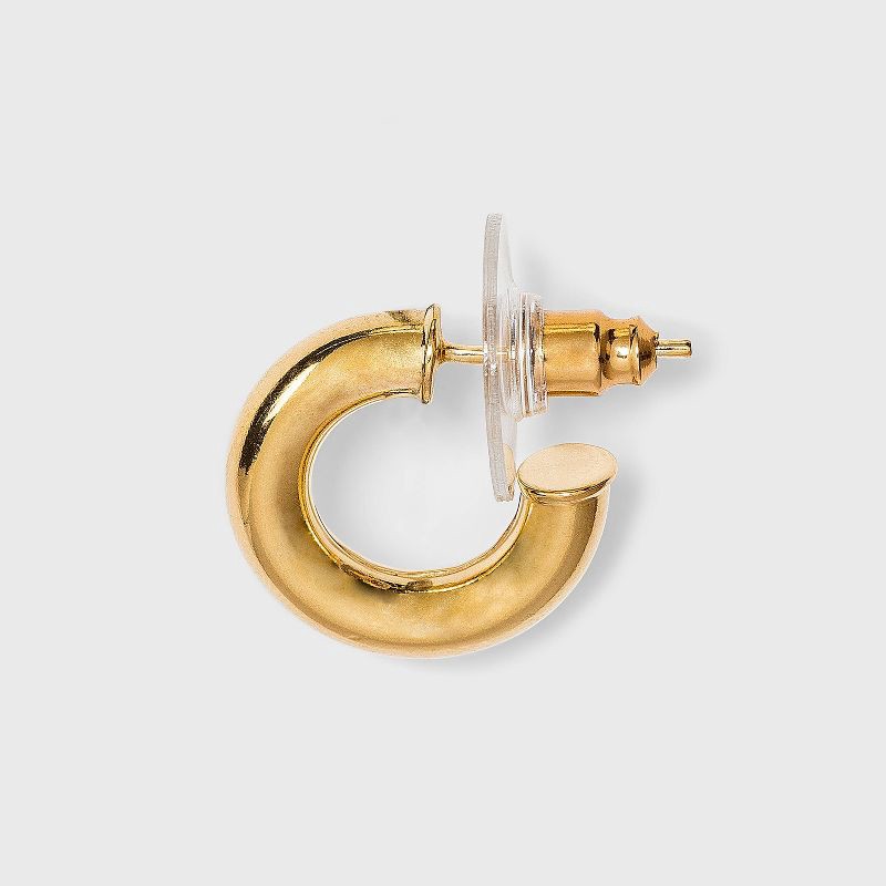 slide 3 of 13, 14K Gold Plated Tube Hoop Post Drop Earrings - A New Day™: Nickel-Free, 14K Gold Over Brass, 1 ct
