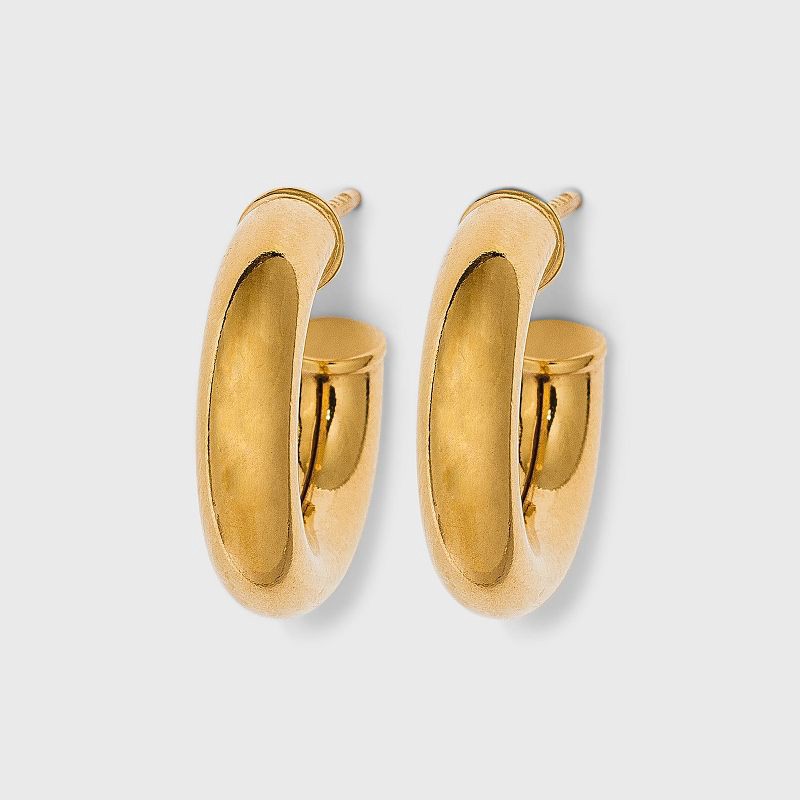 slide 1 of 13, 14K Gold Plated Tube Hoop Post Drop Earrings - A New Day™: Nickel-Free, 14K Gold Over Brass, 1 ct