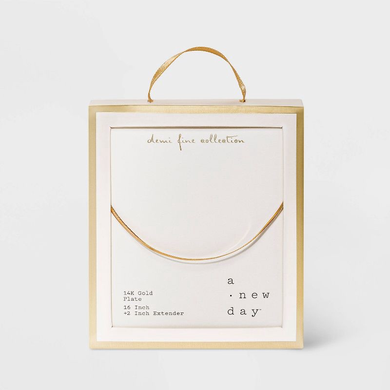 slide 3 of 9, 14K Gold Plated Herringbone Chain Necklace - A New Day™, 1 ct