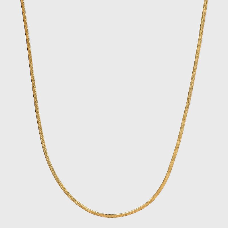 slide 1 of 9, 14K Gold Plated Herringbone Chain Necklace - A New Day™, 1 ct