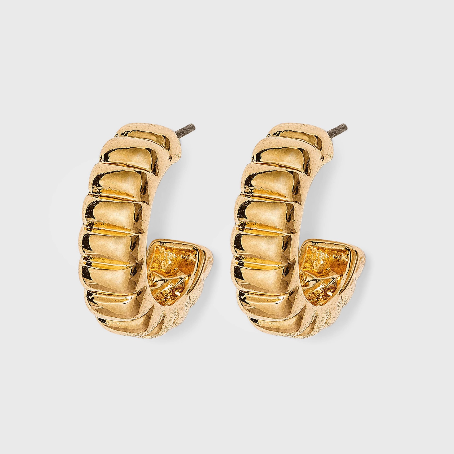 slide 1 of 2, Puffed Hoop Earrings - A New Day Gold, 1 ct