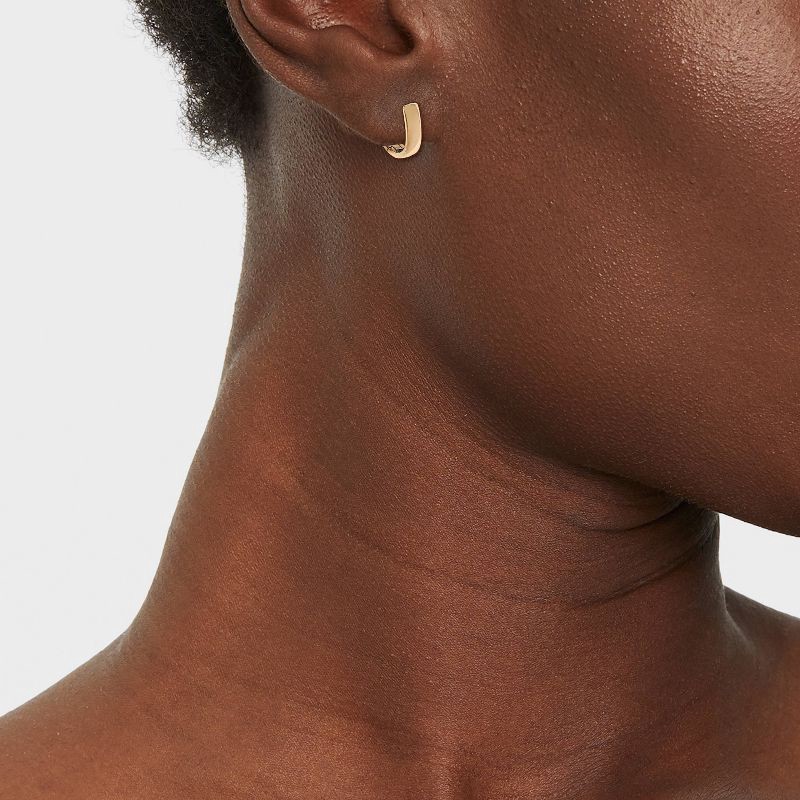 slide 2 of 4, 14K Gold Plated Oval Hoop Drop Earrings - A New Day™: Nickel-Free, 14K Gold Over Brass, 1 ct