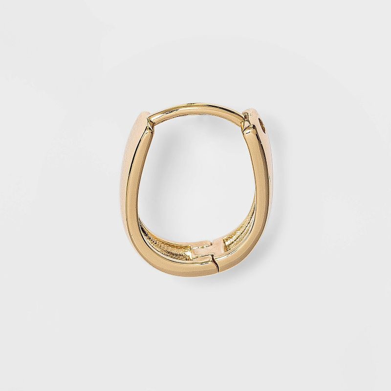 slide 3 of 4, 14K Gold Plated Oval Hoop Drop Earrings - A New Day™: Nickel-Free, 14K Gold Over Brass, 1 ct