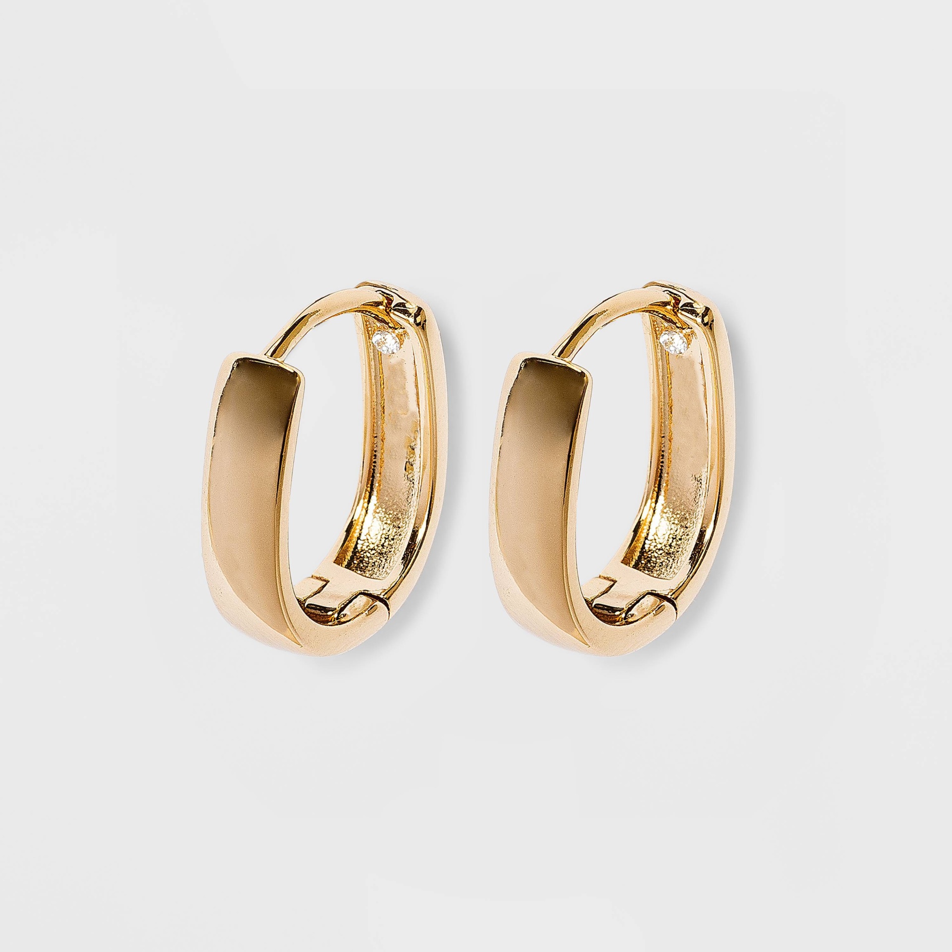 slide 1 of 3, 14K Gold Plated Oval Hoop Drop Earrings - A New Day, 1 ct