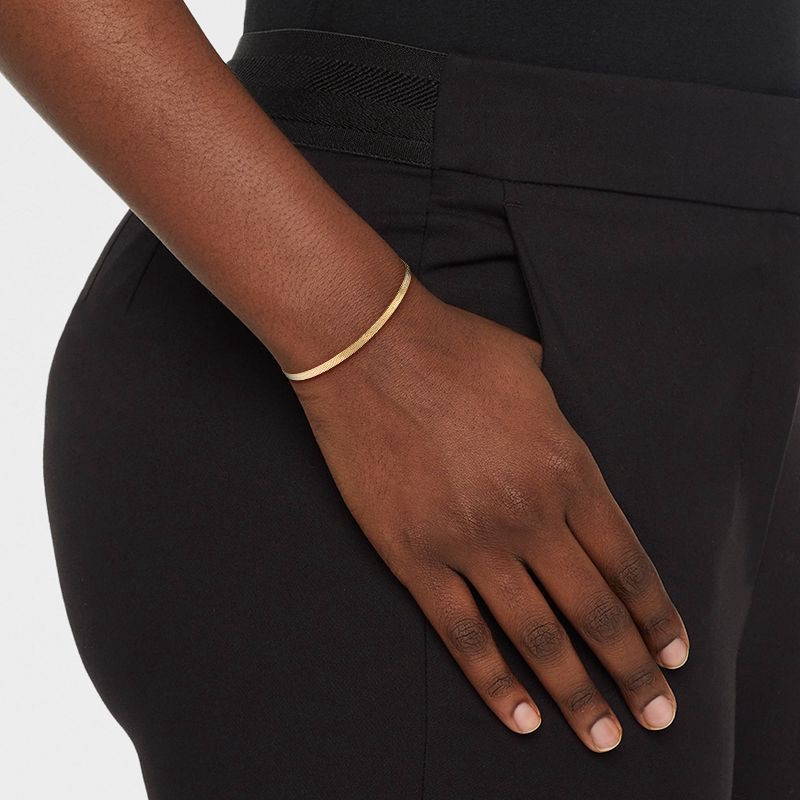 slide 3 of 9, 14K Gold Plated Herringbone Chain Bracelet - A New Day™: Lobster Claw Clasp, 7" Length, Gift Box Included, 14K Gold Over Brass, 1 ct