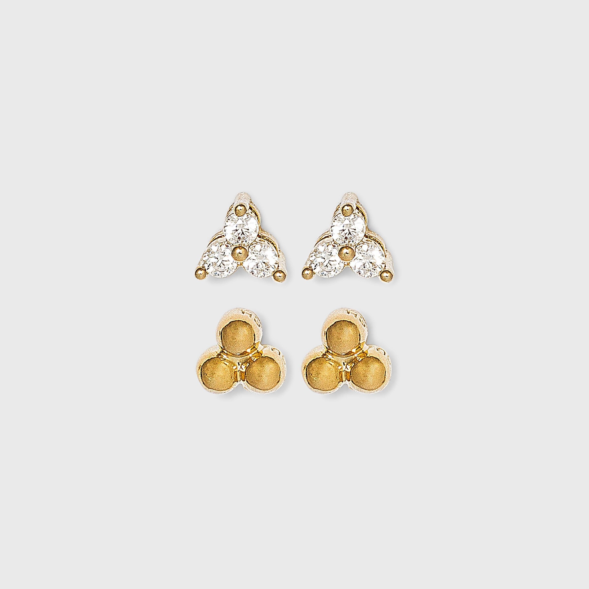 slide 1 of 3, 14K Gold Plated Cubic Zirconia Ball Cluster Stud Earring Set - A New Day, 1 ct