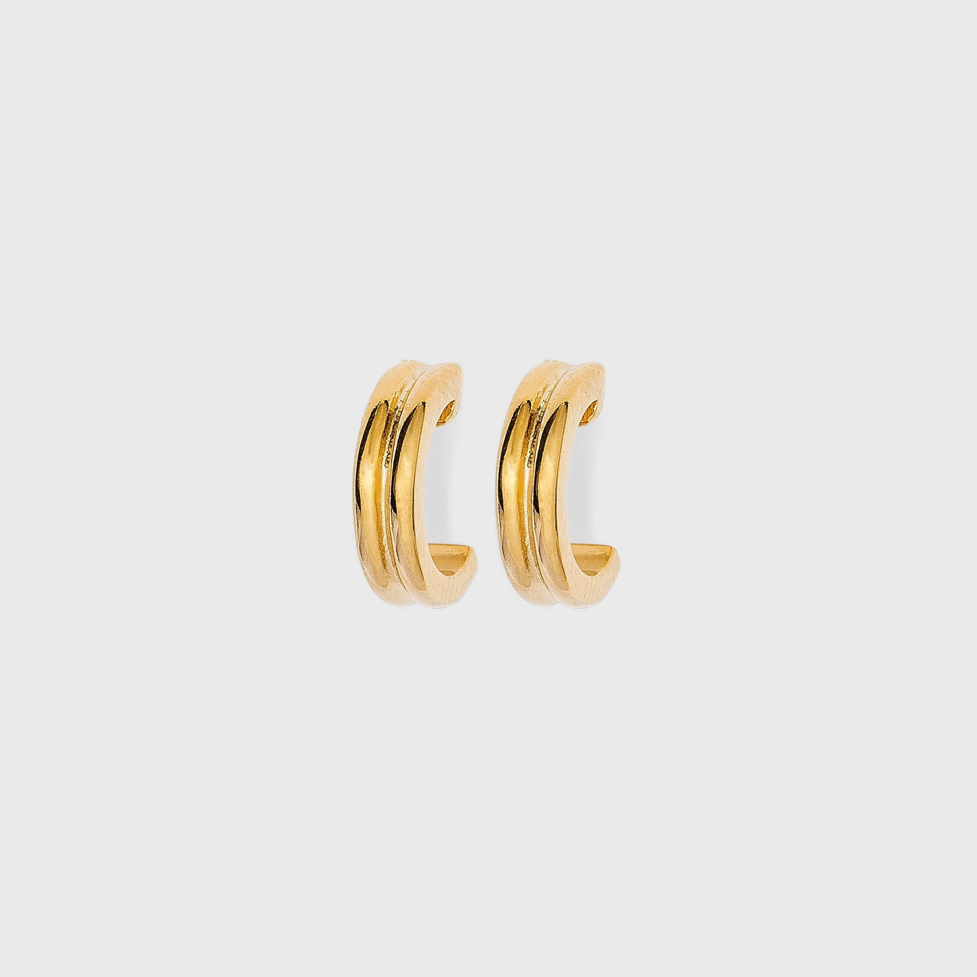 slide 1 of 3, 14K Gold Plated Ridge Hoop Earrings - A New Day, 1 ct
