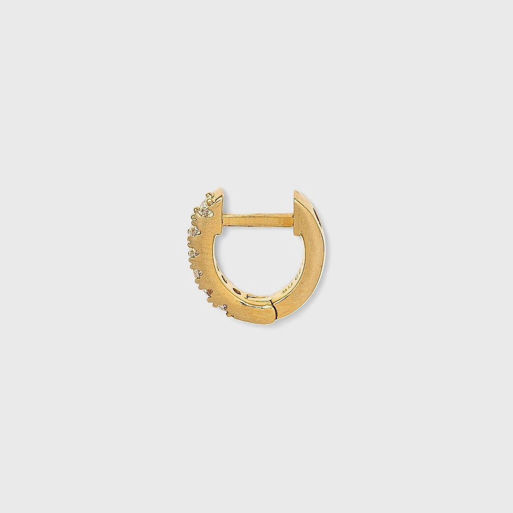 slide 2 of 3, 14K Gold Plated Cubic Zirconia Huggie Hoop Earrings - A New Day, 1 ct