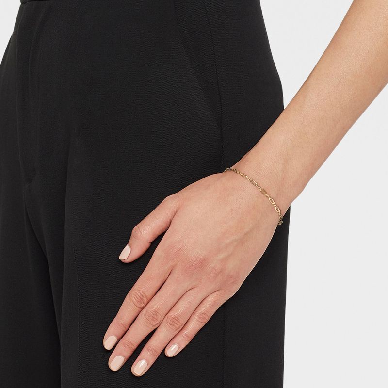 slide 3 of 3, 14K Gold Plated Paperlink Chain Bracelet - A New Day™: Nickel-Free Metal, Lobster Claw Clasp, 1.5 Inch Extender, 8.5 Inch Length, 1 ct