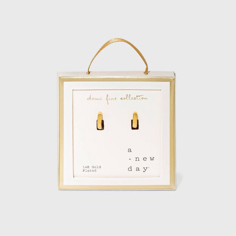 slide 4 of 4, 14K Gold Plated Huggie Hoop Earrings - A New Day™: Nickel-Free, Clip-In Clasp, Polished Finish, Gift Box Included, 1 ct