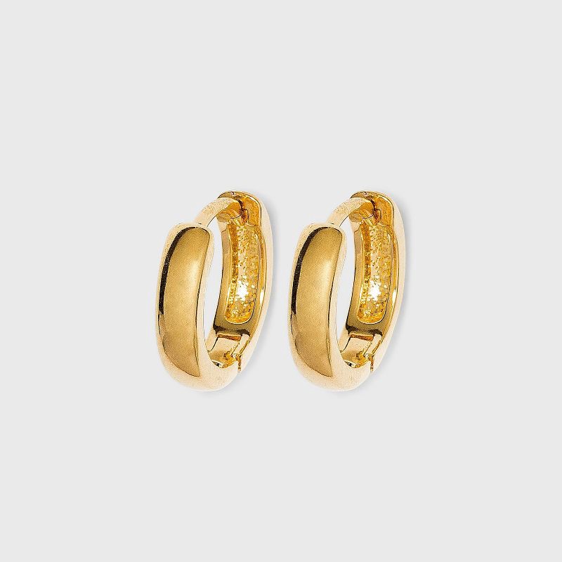 slide 1 of 4, 14K Gold Plated Huggie Hoop Earrings - A New Day™: Nickel-Free, Clip-In Clasp, Polished Finish, Gift Box Included, 1 ct