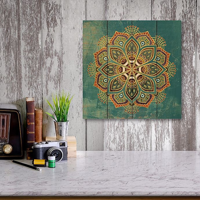 slide 2 of 2, Courtside Market Boho Medallion I Square Wood Wall Art, 12 in