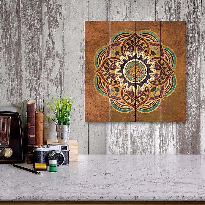 slide 2 of 2, Courtside Market Boho Medallion II Square Wood Wall Art, 12 in