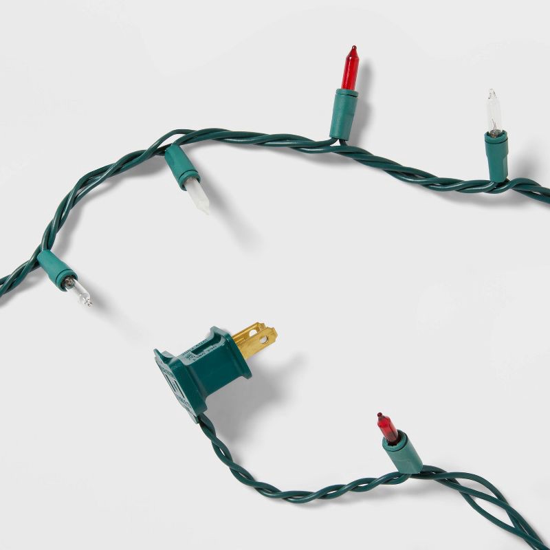 slide 5 of 5, 100ct Incandescent Smooth Mini Christmas String Lights Red/White/Clear with Green Wire - Wondershop™, 100 ct