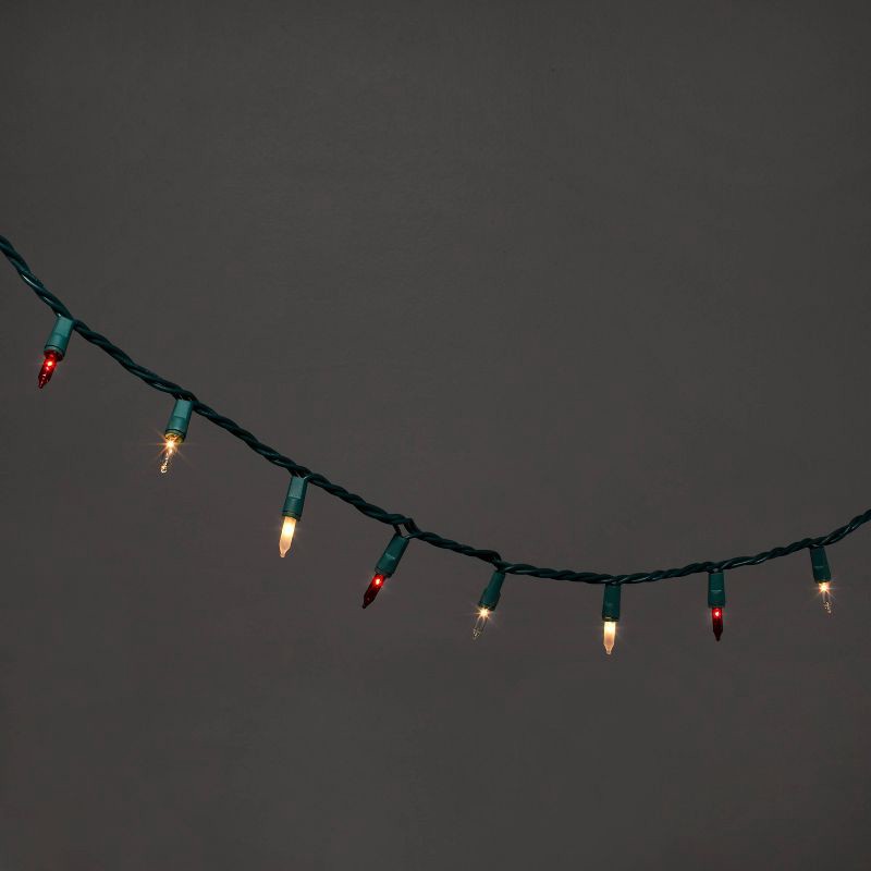 slide 1 of 5, 100ct Incandescent Smooth Mini Christmas String Lights Red/White/Clear with Green Wire - Wondershop™, 100 ct