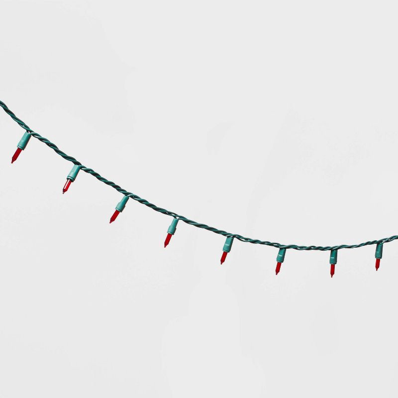 slide 3 of 5, 100ct Incandescent Smooth Mini Christmas String Lights Red with Green Wire - Wondershop™, 100 ct