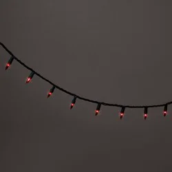 100ct Incandescent Smooth Mini Christmas String Lights Red with Green Wire - Wondershop™