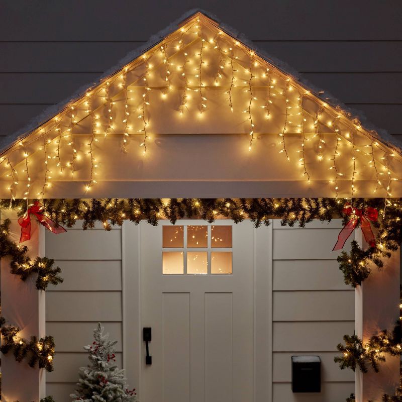 slide 2 of 5, 300ct High Density Christmas Icicle Lights Clear with White Wire - Wondershop™: Indoor/Outdoor, Incandescent, 300 ct