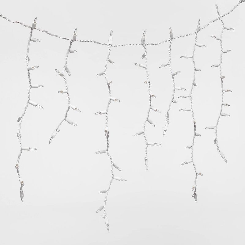 slide 3 of 5, 300ct High Density Christmas Icicle Lights Clear with White Wire - Wondershop™: Indoor/Outdoor, Incandescent, 300 ct
