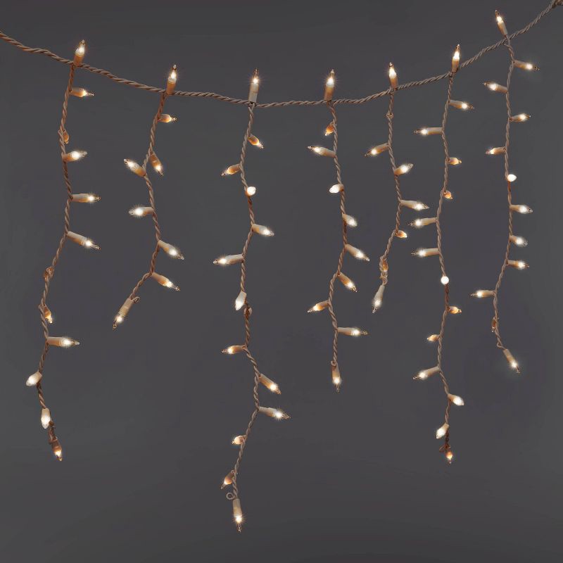 slide 1 of 5, 300ct High Density Christmas Icicle Lights Clear with White Wire - Wondershop™: Indoor/Outdoor, Incandescent, 300 ct
