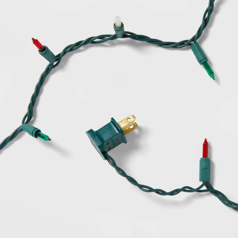 slide 5 of 5, 100ct Incandescent Smooth Mini Christmas String Lights Red/Green/White with Green Wire - Wondershop™, 100 ct