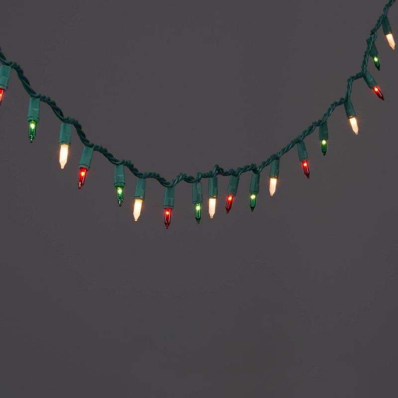 slide 1 of 5, 100ct Incandescent Smooth Mini Christmas String Lights Red/Green/White with Green Wire - Wondershop™, 100 ct