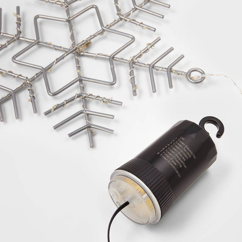 slide 3 of 4, 3pk Battery Operated LED Hanging Metal Snowflake Christmas Lights - Wondershop™: Indoor/Outdoor Use with Timer, 3 ct