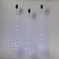 3pk Battery Operated LED Hanging Metal Snowflake Christmas Lights - Wondershop™: Indoor/Outdoor Use with Timer