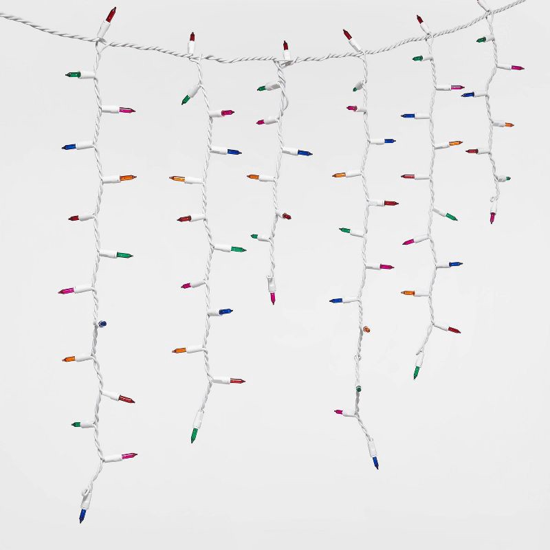 slide 3 of 5, 300ct Christmas High Density Icicle Lights Multicolor with White Wire - Wondershop™, 1 ct
