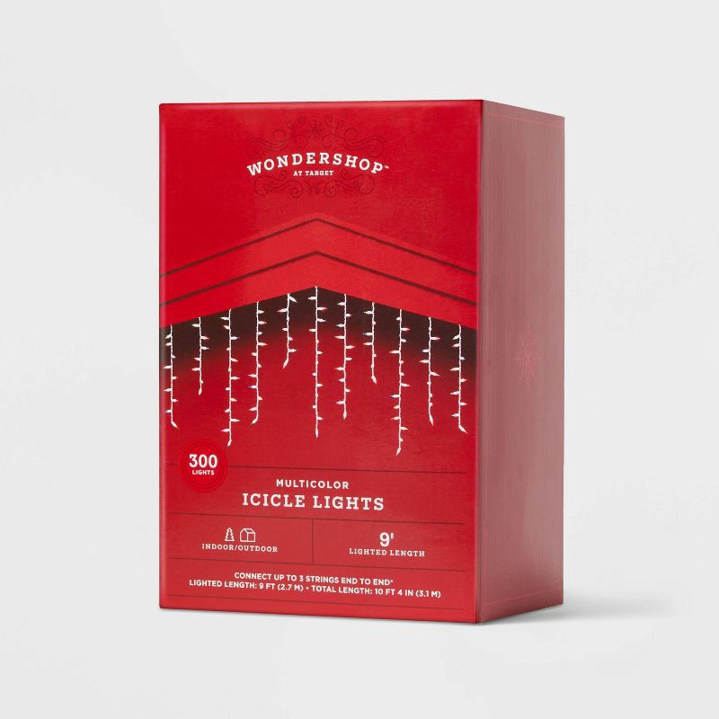 slide 4 of 5, 300ct Christmas High Density Icicle Lights Multicolor with White Wire - Wondershop™, 1 ct